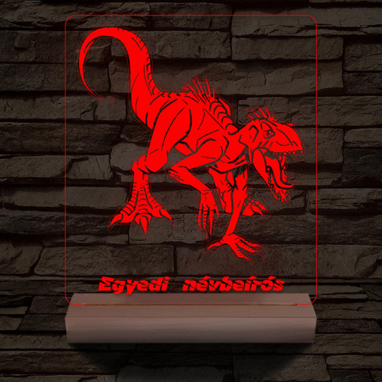 Indoraptor egyedi névbeírós személyre szabott fatalppal 7 színű 3D led lámpa