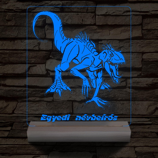 Indoraptor egyedi névbeírós személyre szabott fatalppal 7 színű 3D led lámpa