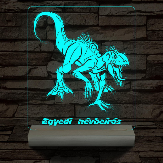 Indoraptor egyedi névbeírós személyre szabott fatalppal 7 színű 3D led lámpa