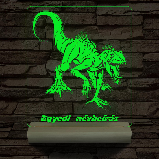 Indoraptor egyedi névbeírós személyre szabott fatalppal 7 színű 3D led lámpa