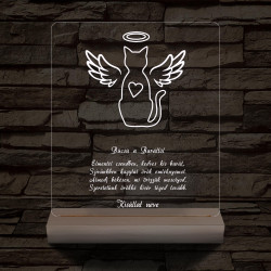 Házi kedvenc Emlékére egyedi beírós személyre szabott fatalppal 7 színű 3D led lámpa