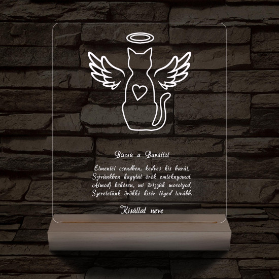 Házi kedvenc Emlékére egyedi beírós személyre szabott fatalppal 7 színű 3D led lámpa