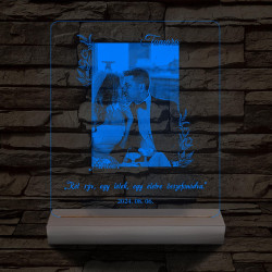 Egyedi fotógravírozás pároknak fatalppal 7 színű 3D led lámpa