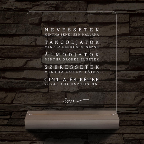 Nevessetek idézetes személyre szabott  fatalppal 7 színű 3D led lámpa