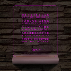 Nevessetek idézetes személyre szabott  fatalppal 7 színű 3D led lámpa