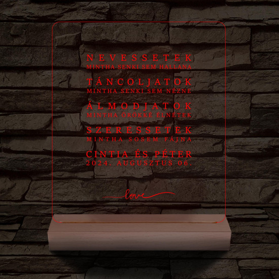 Nevessetek idézetes személyre szabott  fatalppal 7 színű 3D led lámpa