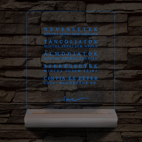 Nevessetek idézetes személyre szabott  fatalppal 7 színű 3D led lámpa