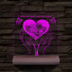 Szívérintés szív-alakú személyre szabott 20 cm fatalppal 7 színű 3D led lámpa