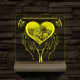 Szívérintés szív-alakú személyre szabott 20 cm fatalppal 7 színű 3D led lámpa