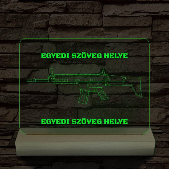  Fegyverek személyre szabott fatalppal 7 színű 3D led lámpa