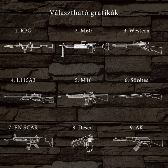  Fegyverek személyre szabott fatalppal 7 színű 3D led lámpa