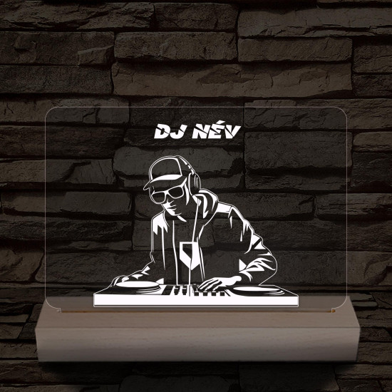 Egyedi neves DJ  személyre szabott fatalppal 7 színű 3D led lámpa