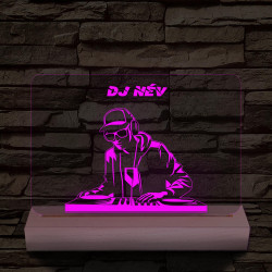 Egyedi neves DJ  személyre szabott fatalppal 7 színű 3D led lámpa