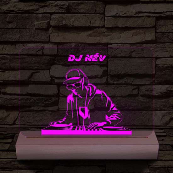 Egyedi neves DJ  személyre szabott fatalppal 7 színű 3D led lámpa