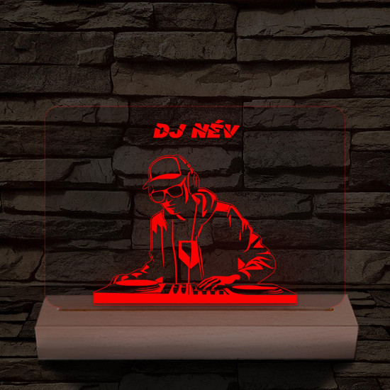 Egyedi neves DJ  személyre szabott fatalppal 7 színű 3D led lámpa