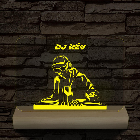 Egyedi neves DJ  személyre szabott fatalppal 7 színű 3D led lámpa
