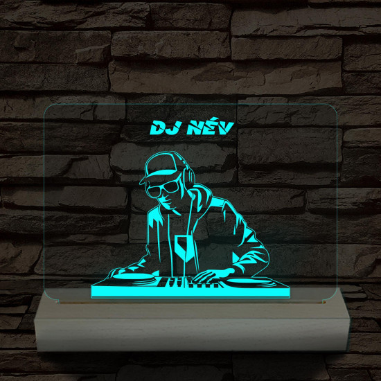 Egyedi neves DJ  személyre szabott fatalppal 7 színű 3D led lámpa