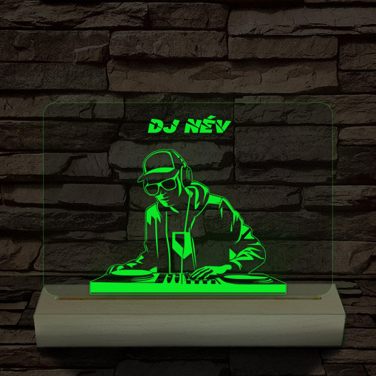 Egyedi neves DJ  személyre szabott fatalppal 7 színű 3D led lámpa