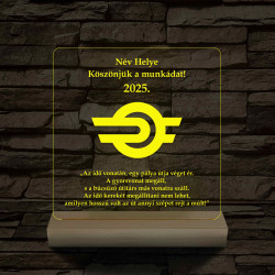 MÁV emlék 7 színű 3D led lámpa fa talppal