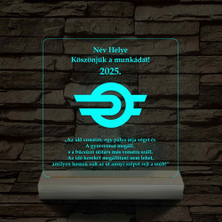 MÁV emlék 7 színű 3D led lámpa fa talppal