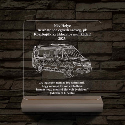 Országos Mentőszolgálat mentőautós fa talppal 7 színű 3D led lámpa