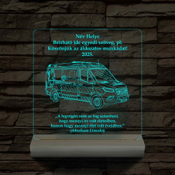 Országos Mentőszolgálat mentőautós fa talppal 7 színű 3D led lámpa