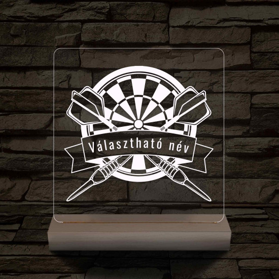 Személyre szabott Darts 7 színű 3D LED Lámpa – Fatalpas Gravírozott Ajándék