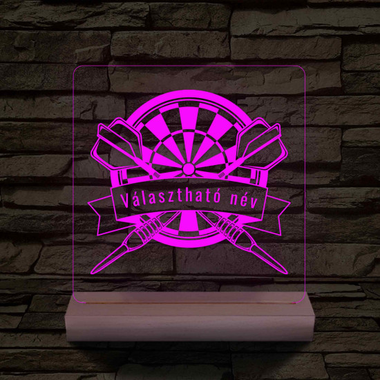 Személyre szabott Darts 7 színű 3D LED Lámpa – Fatalpas Gravírozott Ajándék