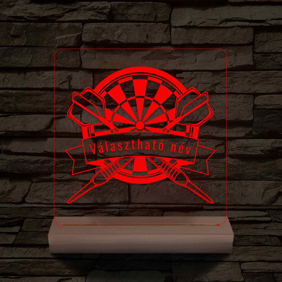 Személyre szabott Darts 7 színű 3D LED Lámpa – Fatalpas Gravírozott Ajándék