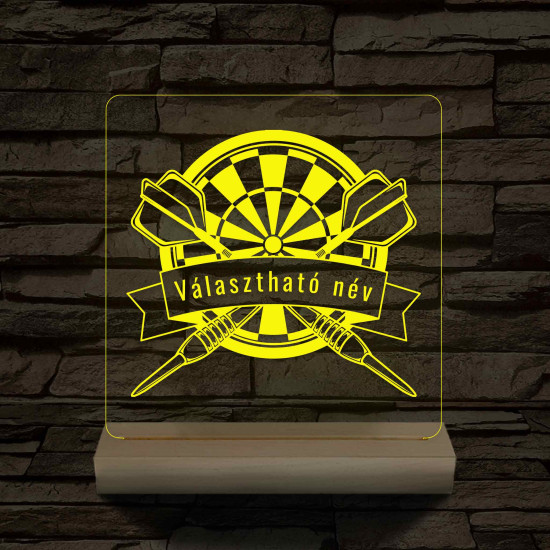 Személyre szabott Darts 7 színű 3D LED Lámpa – Fatalpas Gravírozott Ajándék