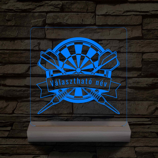 Személyre szabott Darts 7 színű 3D LED Lámpa – Fatalpas Gravírozott Ajándék