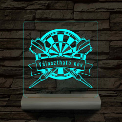 Személyre szabott Darts 7 színű 3D LED Lámpa – Fatalpas Gravírozott Ajándék