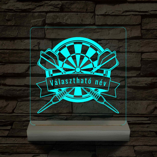 Személyre szabott Darts 7 színű 3D LED Lámpa – Fatalpas Gravírozott Ajándék