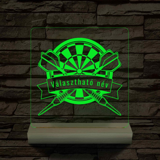 Személyre szabott Darts 7 színű 3D LED Lámpa – Fatalpas Gravírozott Ajándék