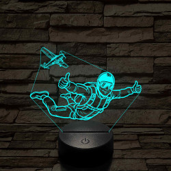 Ejtőernyős Férfi 3D LED Lámpa – Egyedi Gravírozással, Műanyagtalpas