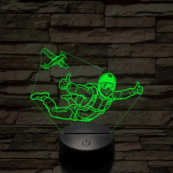 Ejtőernyős Férfi 3D LED Lámpa – Egyedi Gravírozással, Műanyagtalpas