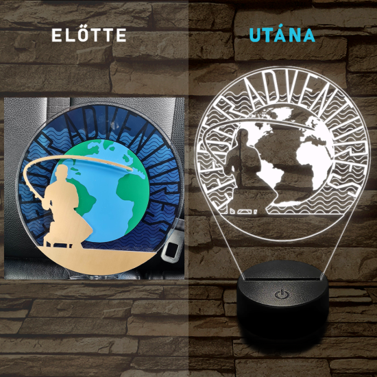 Egyedi Logós 3D 7 színben világító 3D LED Lámpa – Műanyagtalpas, Gravírozott, Átdolgozott Képpel