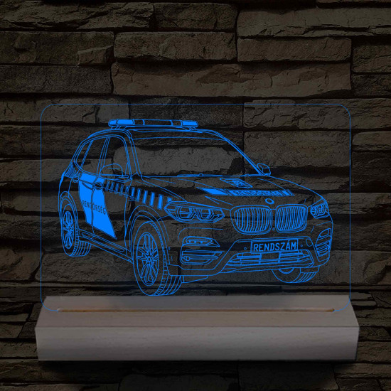 Rendőrségi rendszámos SUV fatalppal 7 színű 3D led lámpa
