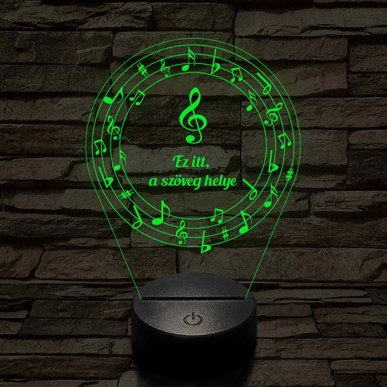 Személyre szabható 7 színű 3D LED lámpa violinkulccsal és hangjegyekkel