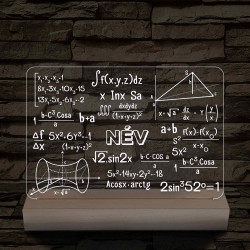 Matematikai-fizikai kollázs – fatalppal egyedi neves 7 színű színváltós 3D led lámpa