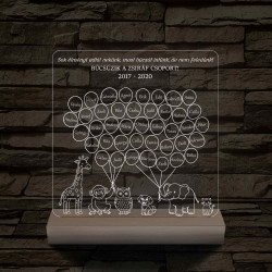 Lufis osztály személyre szabott, színváltós fatalppal 7 színű 3D led lámpa (az állatokon nem módosítunk!!)