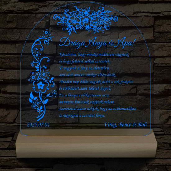 Szülőköszöntő virágokkal – 7 színű, színváltós 3D LED lámpa