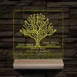 Informatikai IT osztályfa személyre szabott fa talppal 7 színű 3D led lámpa