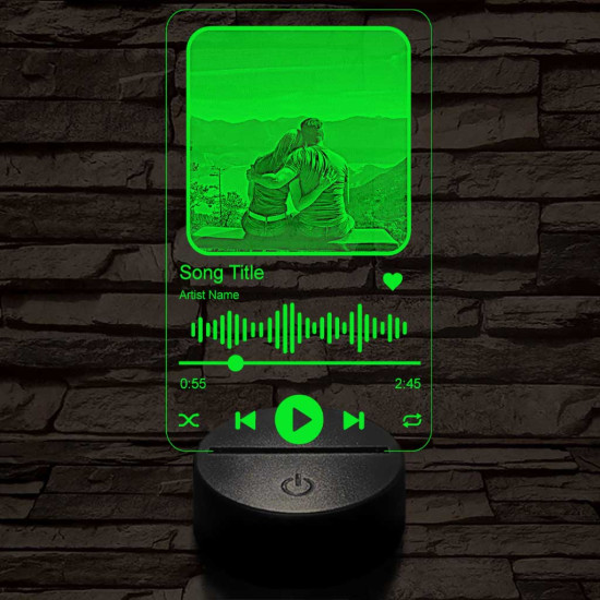 Zene-lejátszóba fotógravírozás 7 színű 3D led lámpa