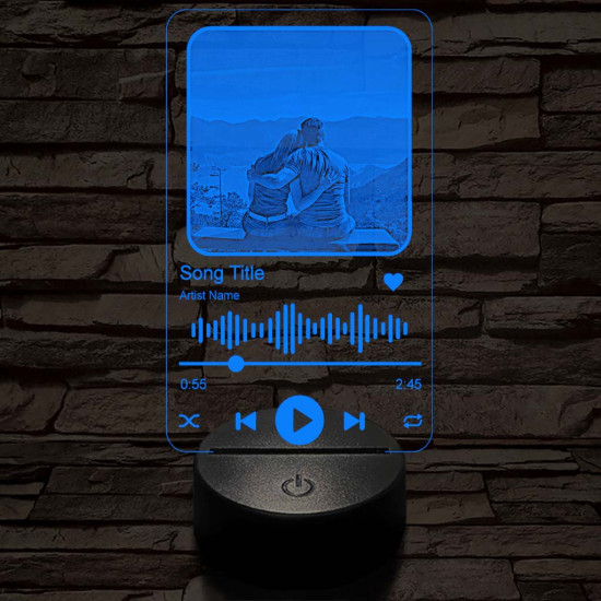 Zene-lejátszóba fotógravírozás 7 színű 3D led lámpa