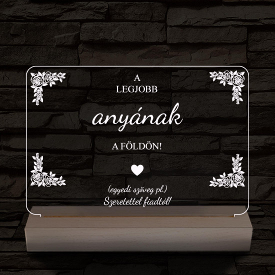 A legjobb anyának személyre szabott fatalppal 7 színű 3D led lámpa