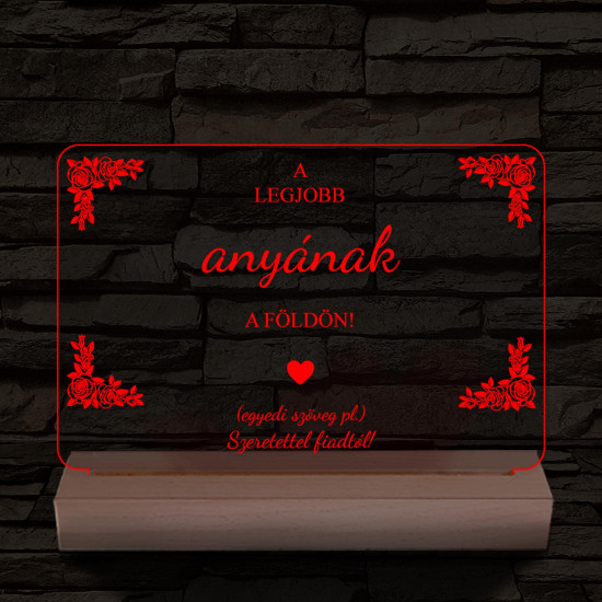 A legjobb anyának személyre szabott fatalppal 7 színű 3D led lámpa