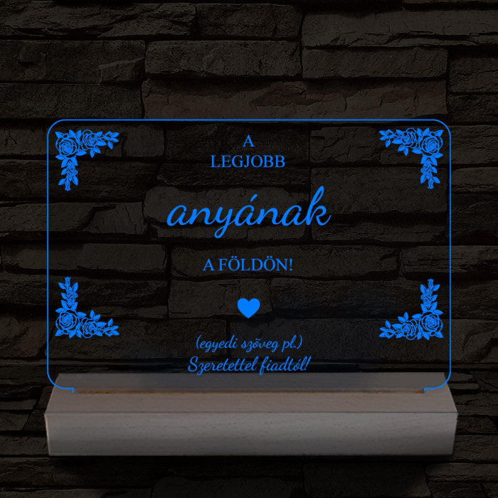 A legjobb anyának személyre szabott fatalppal 7 színű 3D led lámpa