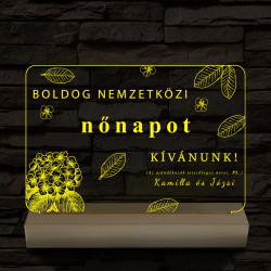 Nemzetközi nőnap egyedi személyre szabott 20 cm fa talppal 7 színű 3D led lámpa