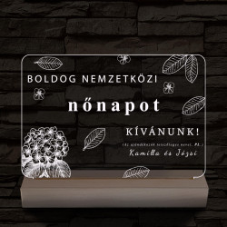 Nemzetközi nőnap egyedi személyre szabott 20 cm fa talppal 7 színű 3D led lámpa